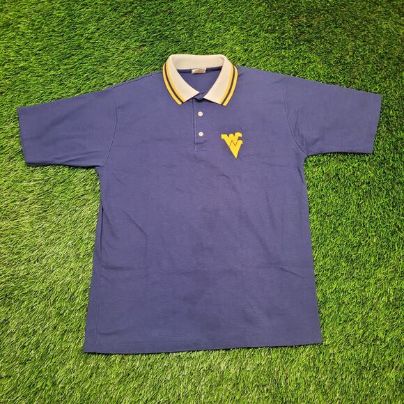 VTG 80s West Virginia WVU Mountaineers Polo Shirt Mens Small Made in USA - Picture 1 of 7